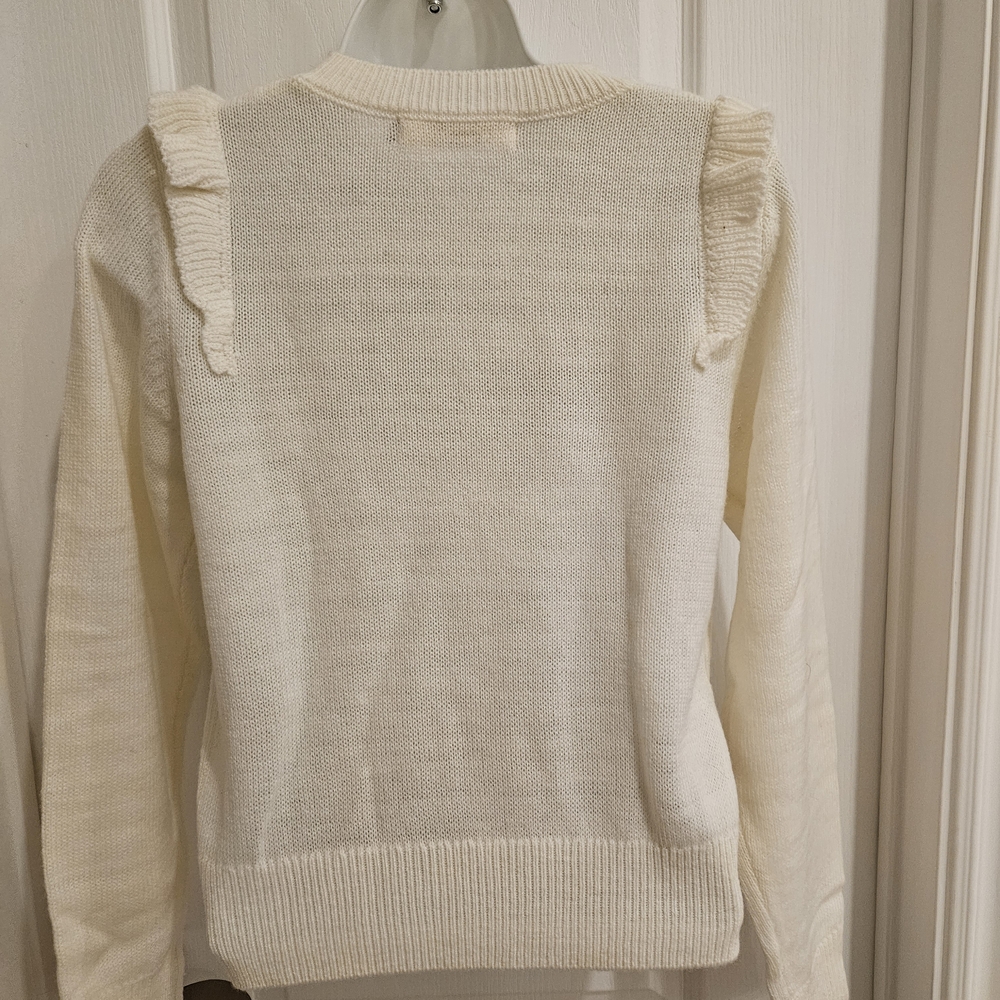 Chic Cream Sweater with Ruffle Accents - Picture 2 of 5